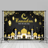 Lofaris Glitter And Black-Golden Ramadan Mubarak Backdrop